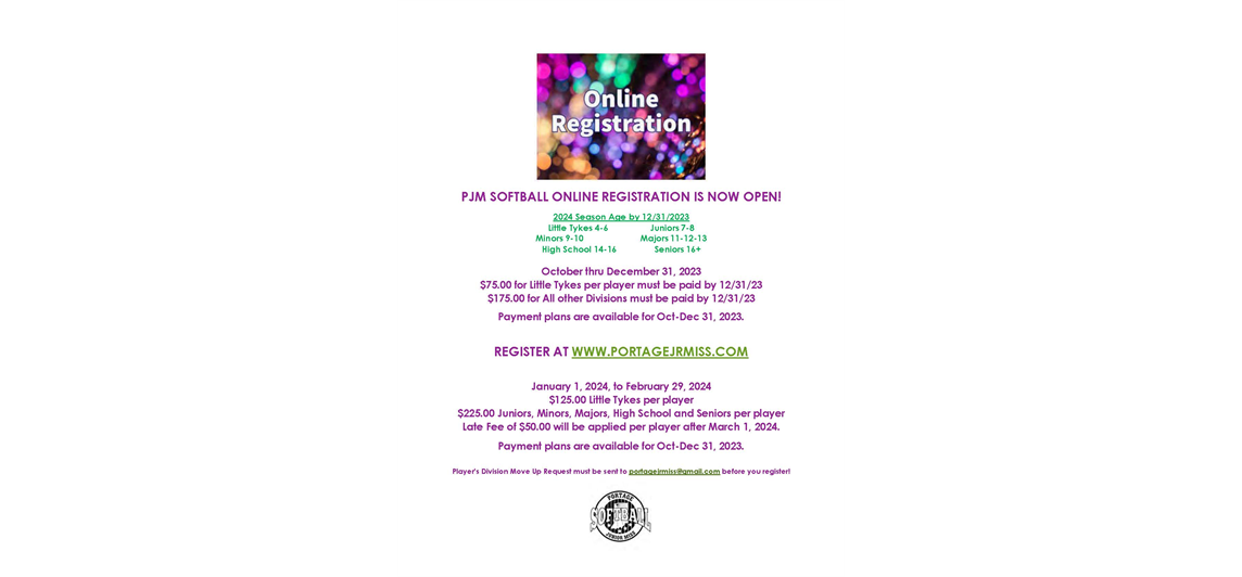 Online Registration is Open 10/16/2023