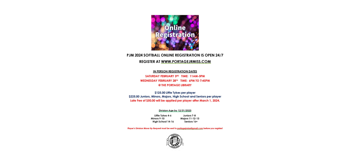 Online Registration is Open 10/16/2023